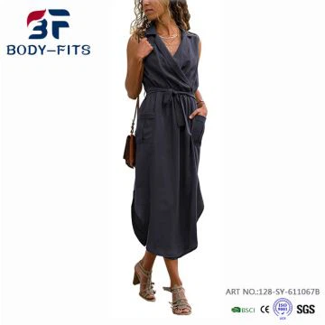 Платье женской рубашки без рукавов